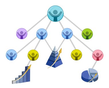 Teamwork success graph isolated over a white background clipart