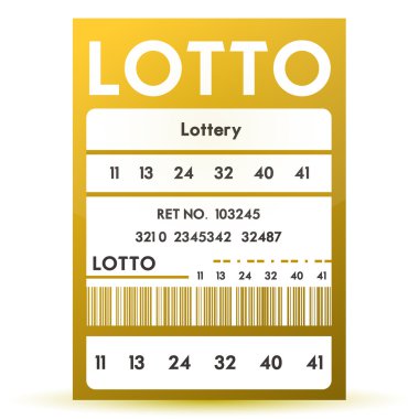 Lottery lotto ticket with barcode and winning numbers clipart