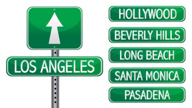 Los angeles street signs isolated over a white background clipart