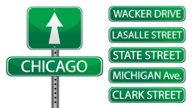 Chicago street signs isolated over white clipart