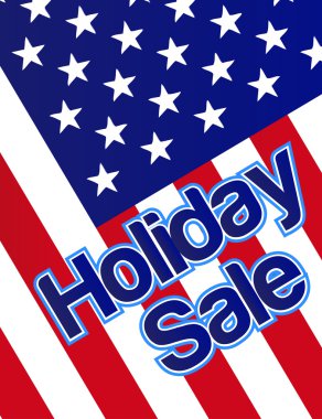 Holiday sale banner with the american flag as a background. clipart