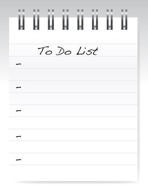 A pad of paper isolated on white, to do list clipart