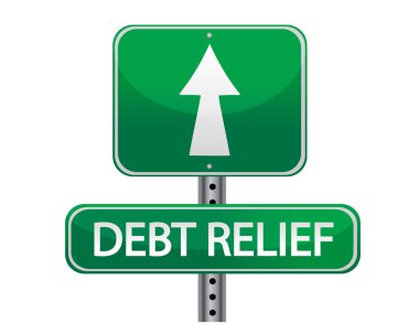 Debt relief street sign concept isolated over a white background clipart