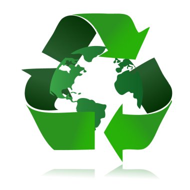 Recycle logo with the earth inside clipart