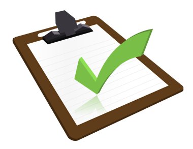 Clipboard with checkmark illustration design over a white background clipart