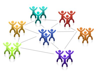 Networking teamwork graph isolated over a white background. clipart