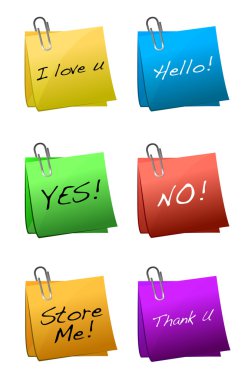 Post it short messages isolated over a white background. clipart