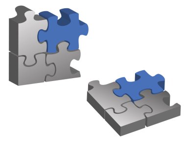 Blue and silver puzzle pieces file available.