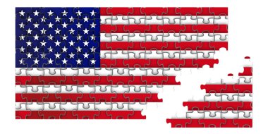 US Puzzle flag isolated on white. clipart