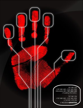 Security - Hand being scanned before access is granted. clipart