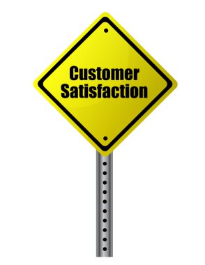 Customer satisfaction posted on a yellow sign file available clipart