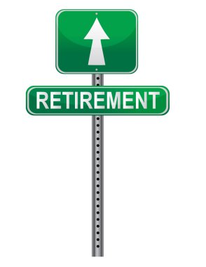 Street post sign pointing the Retirement file available clipart