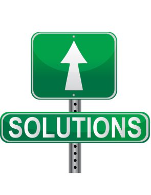 Green solutions street sign isolated over a white background file a clipart