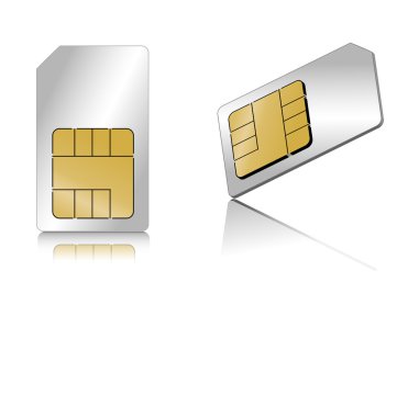 SIM card in different view angles clipart