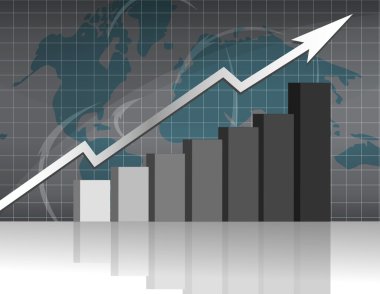 Business graph with world background File also available