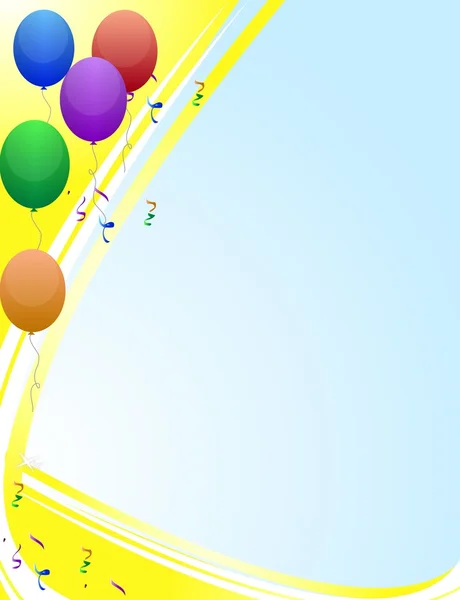 Gelukkige verjaardagskaart met ballonnen stralen van licht — Stockfoto
