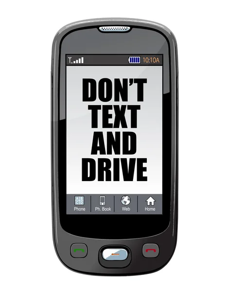 Don't text and drive cell message isolated over white. — Stock Photo, Image