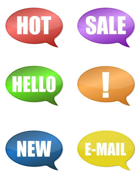 stock image Thought Bubbles With different messages over a white background