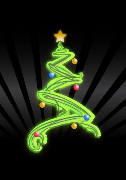 Árbol de Navidad, con estrella y archivo de decoraciones disponibles . —  Fotos de Stock