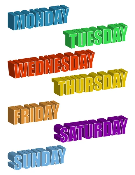 Text. Dagar i veckan isolerade över en vit bakgrund / dagar i veckan — Stockfoto