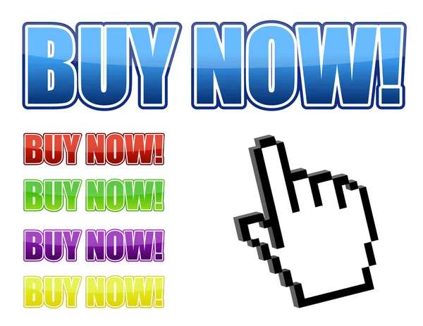 Hand cursor with buy now signs File available — Φωτογραφία Αρχείου