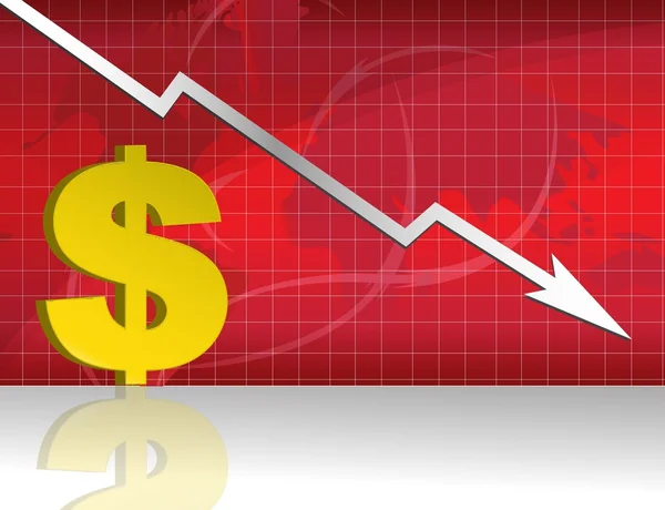Negócios se preocupa com dólar perdendo gráfico . — Fotografia de Stock