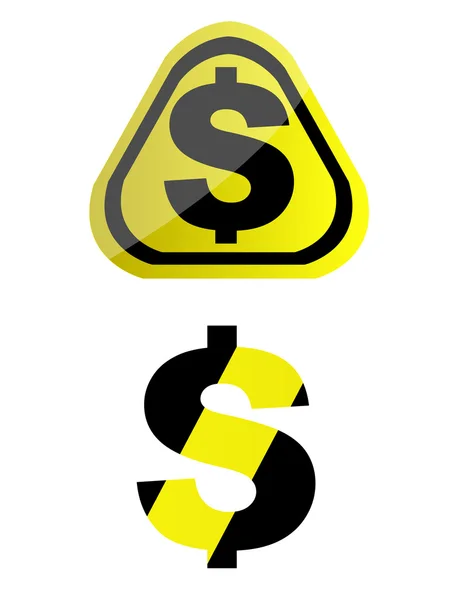 Dollar icons and warring signs over a white background. — Stock Photo, Image