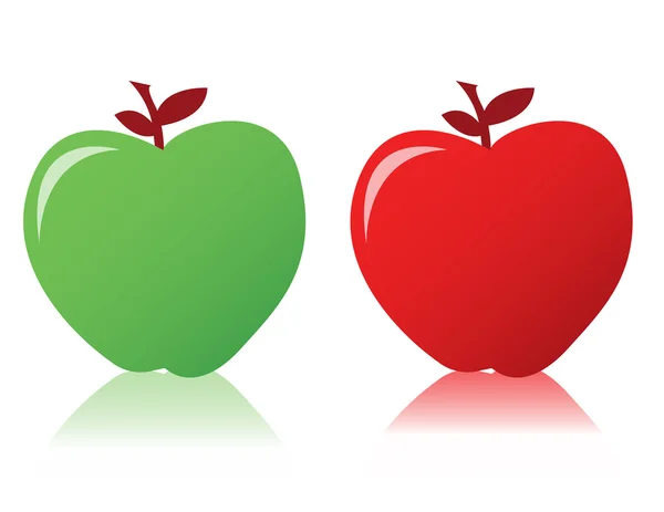 Zwei frische Äpfel mit Blättern isoliert auf weißem Hintergrund. — Stockfoto