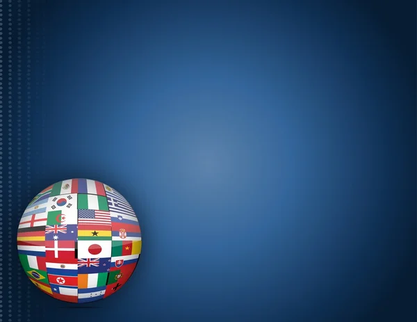 Detail internationale vlaggen blauwe achtergrond met kleurovergang. — Stockfoto