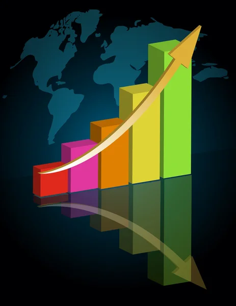 Business diagram med världen bakgrund. / Business success - graph — Stockfoto
