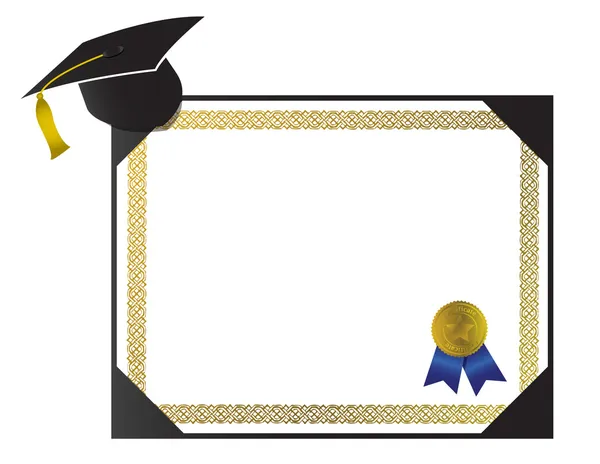 Ein isoliertes generisches Hochschuldiplom mit Mütze und Quaste — Stockfoto
