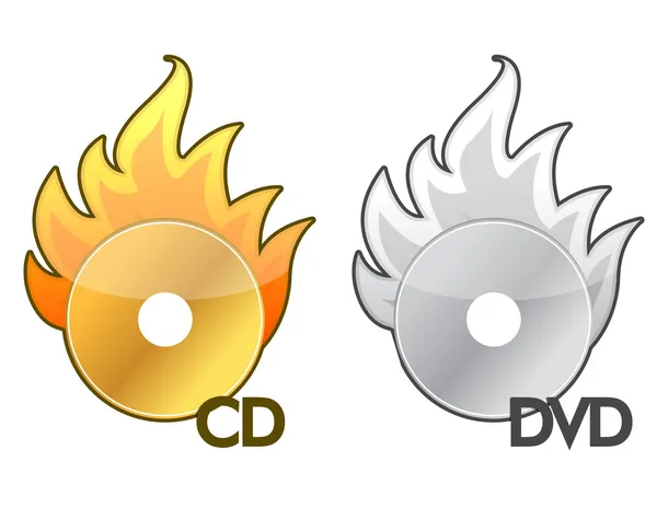 Burning CD / DVD icon over a white background — Stock Photo, Image