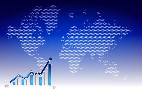 Business graph with world background illustration design — Stock Photo, Image