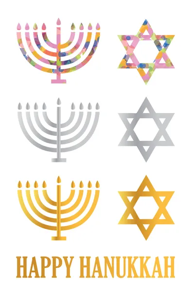 Traditional Hanukkah menorah and davids stars isolated over a white backgro — Stock Photo, Image