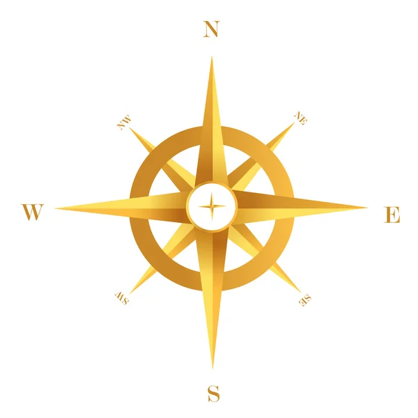 Gouden Kompas geïsoleerd op wit — Stockfoto