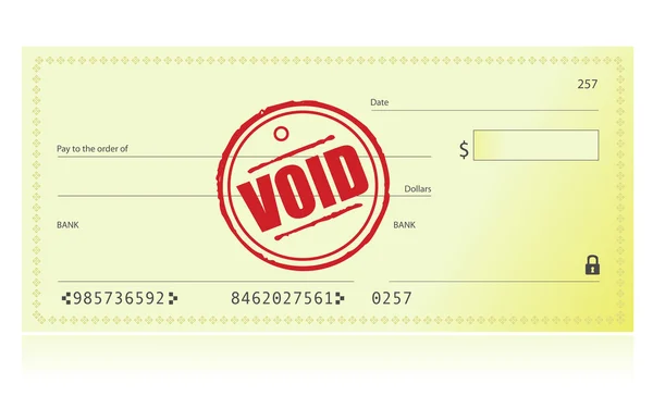 Void 銀行チェック図、白地に分離 — ストック写真
