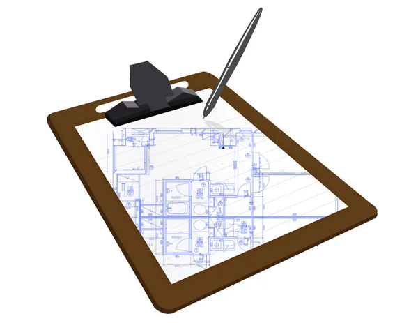 Blueprint sketch over a white background — Stock Photo, Image