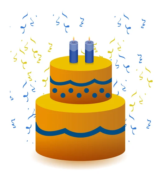 Barevné narozeninový dort ilustrace design izolované na bílém pozadí — Stock fotografie