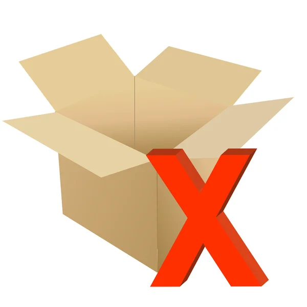 Karton met x mark illustratie ontwerp geïsoleerd op een witte achtergrond — Stockfoto