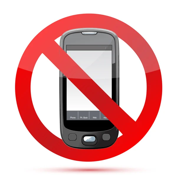 Δεν κινητό τηλέφωνο σημάδι εικονογράφηση σχεδιασμό απομονωθεί πάνω σε λευκό φόντο — Φωτογραφία Αρχείου
