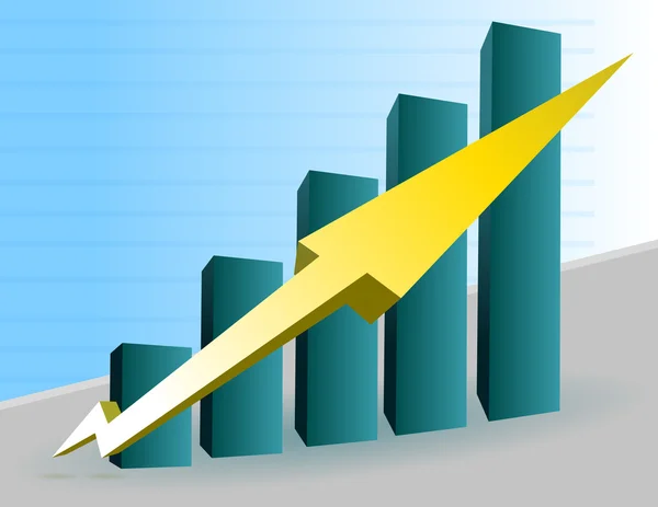 Grafico delle imprese con freccia che mostra profitti e guadagni — Foto Stock
