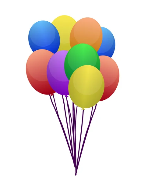 Balões coloridos isolados no desenho de ilustrações brancas — Fotografia de Stock