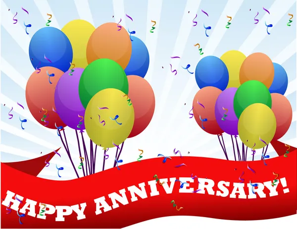 Happy anniversary ballonger och banner illustration design — Stockfoto