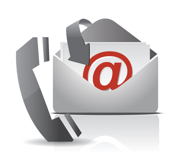 Contact us illustration design that includes a letter and a phone