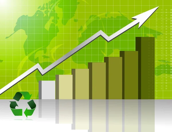 Green Business graph with world background File also available / Gr — Stockfoto