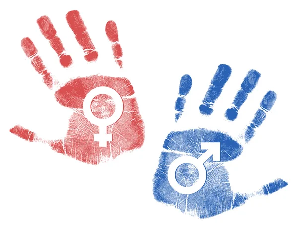 Segni di impronta a mano maschile e femminile — Foto Stock
