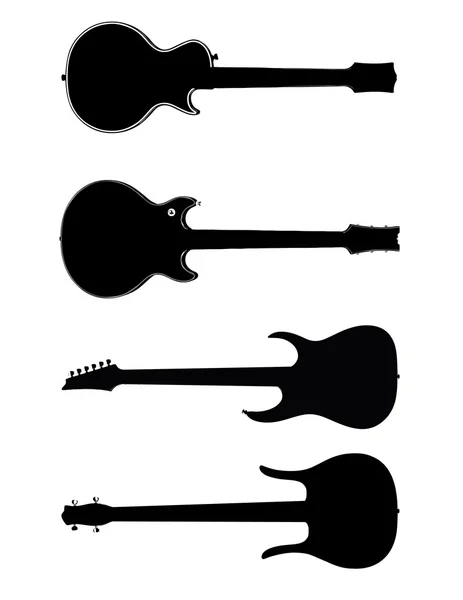 एक सफेद पृष्ठभूमि / वेक पर अलग सभी प्रकार के गिटारों की छवियाँ — स्टॉक फ़ोटो, इमेज
