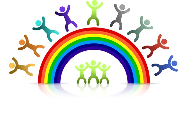 Diversiteit regenboog kinderen geïsoleerd op een witte achtergrond — Stockfoto