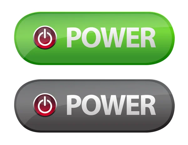 Ícones de botão de energia brilhante sobre um fundo branco — Fotografia de Stock