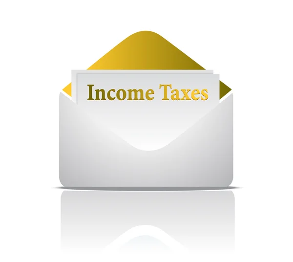 Impôt sur le revenu enveloppe dorée design isolé sur un fond blanc — Photo
